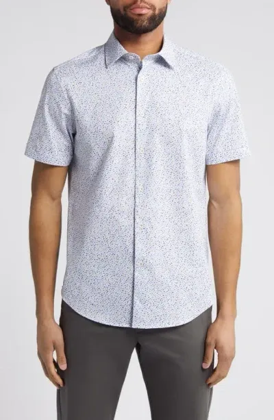 Bugatchi Men's Ooohcotton Miles Geometric Short-sleeve Shirt In Sand Multi