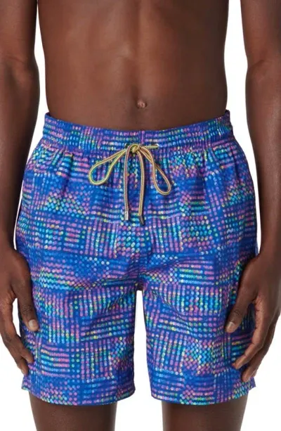 Bugatchi Print Swim Trunks In Night Blue