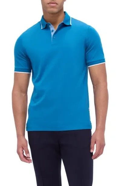 Bugatchi Tipped Contrast Collar Polo In Sapphire