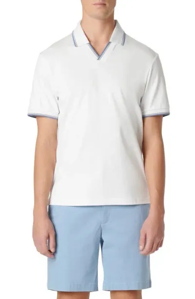 Bugatchi Men's Polo Shirt With Johnny Collar In White