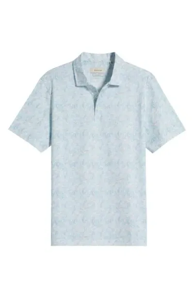 Bugatchi Victor Ooohcotton® Leaf Print Polo In Dusty Blue