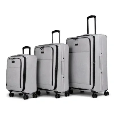 Bugatti Reborn 3 Piece Soft Side Luggage Set In Grey