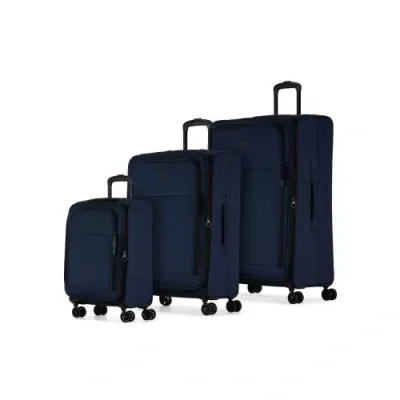 Bugatti Reborn 3 Piece Soft Side Luggage Set In Navy