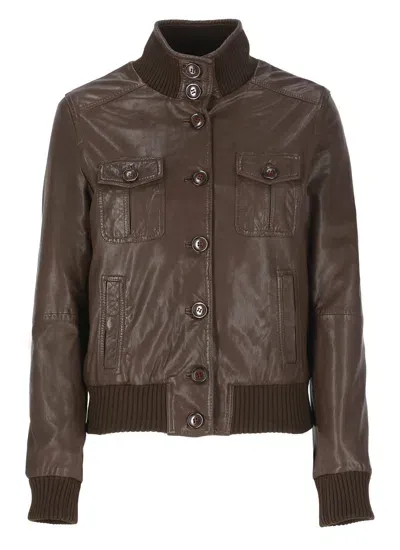 Bully Leather Jacket In Brown