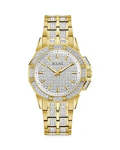 Bulova Crystal Watch, 34mm In Silver/gold