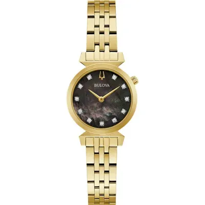 Bulova Women's Regatta Diamond Accent Gold-tone Stainless Steel Bracelet Watch 24mm In No Color