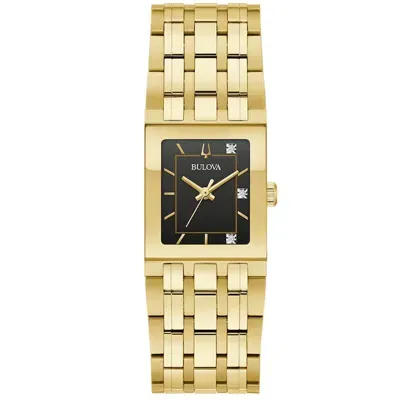 Bulova Women's Marc Anthony Modern Quadra Diamond Accent Gold-tone Stainless Steel Bracelet Watch 21mm