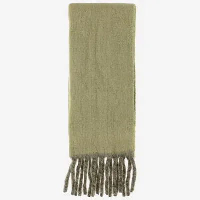 Burberry Alpaca Wool Blend Scarf With Logo In Green