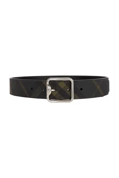 Burberry B Buckle Belt In Shadow & Black