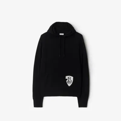 Burberry B Shield Wool Blend Hoodie In Black