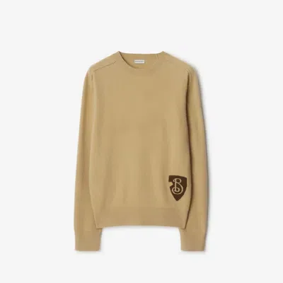 Burberry B Shield Wool Blend Sweater In Sand