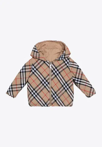 Burberry Babies Reversible Logo-embroidered Jacket In Beige