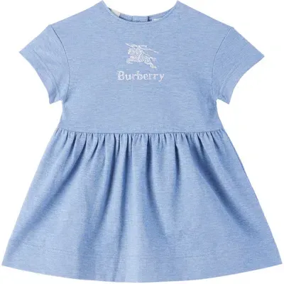 Burberry Baby Blue Embroidered Dress In Light Blue Melange