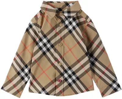 Burberry Baby Tan Check Shirt In Sand Ip Check