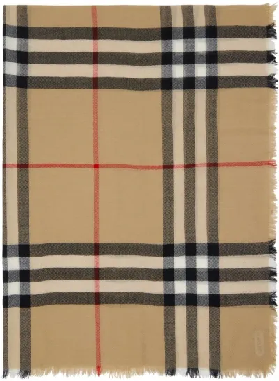 Burberry Beige Check Scarf In Archive Beige