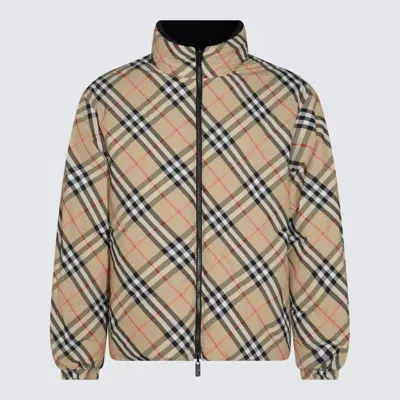 Burberry Beige Down Jacket In Sand Ip Check