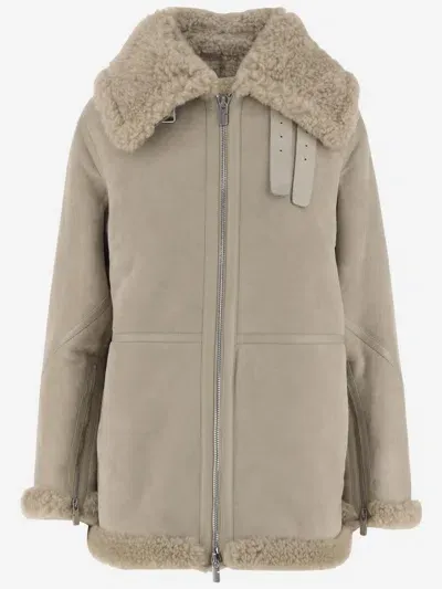 Burberry Shearling Jacket In Orange