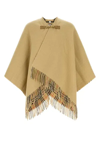 Burberry Beige Wool Cape In Beige O Tan