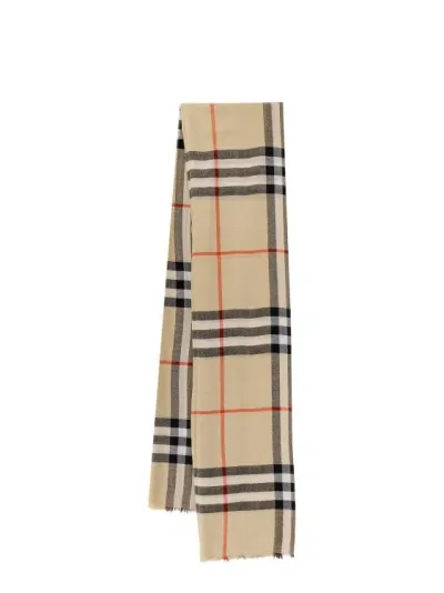 Burberry Beige Wool Scarf In Brown