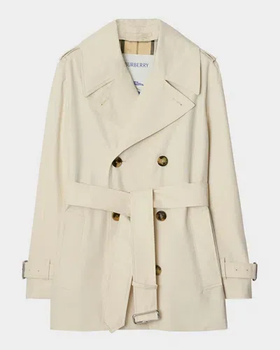 Burberry Belted Double-breasted Short Trench Coat In Alpine