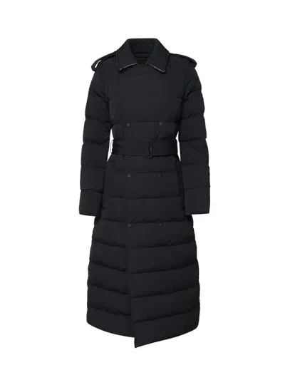 Burberry Belted Waist Long Puffer Coat In Black