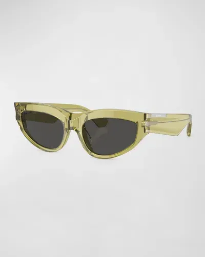 Burberry Beveled Acetate & Plastic Cat-eye Sunglasses In Green