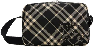 Burberry Black & Off-white Check Crossbody Bag In Black/calico