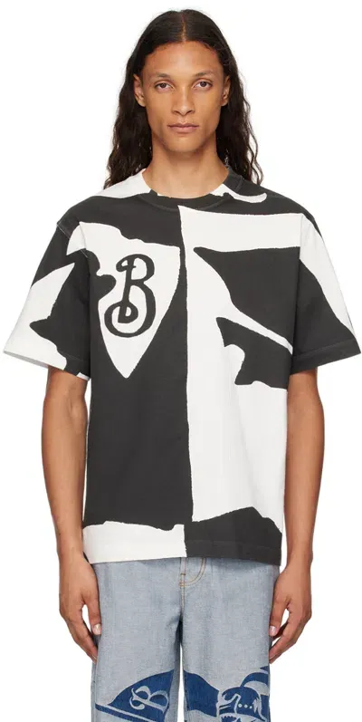 Burberry Black & White Organic Cotton T-shirt In Salt