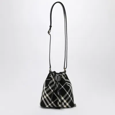 Burberry Black Check Clutch Shoulder Bag With Drawstring