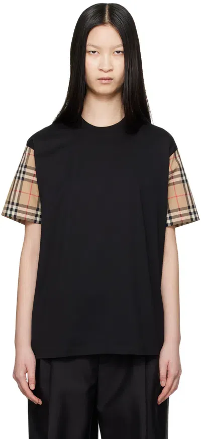 Burberry Black Check Sleeve T-shirt