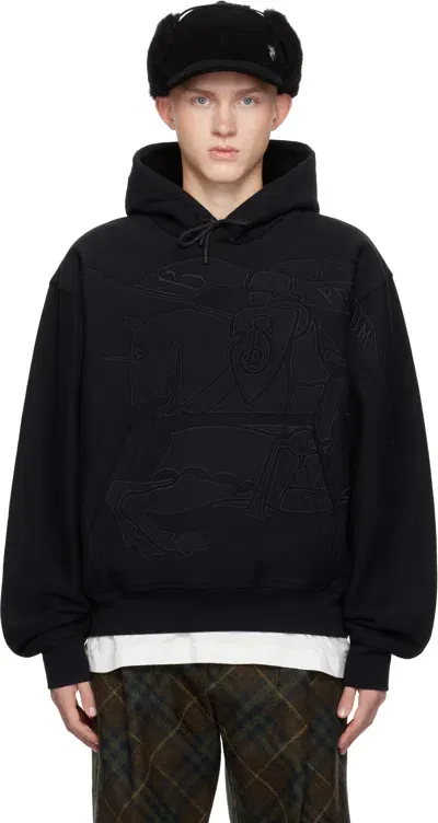 Burberry Black Embroidered Ekd Hoodie