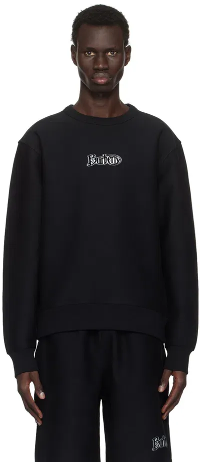 Burberry Black Logo Cotton Blend Sweatshirt In Coal