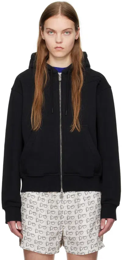 Burberry Cotton Zip Hoodie In Black