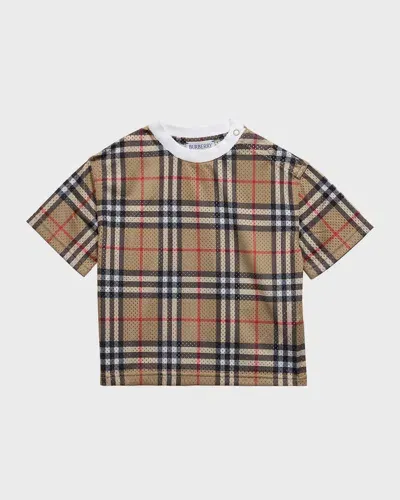 Burberry Kids'  Childrens Check Mesh T-shirt In Archive Beige