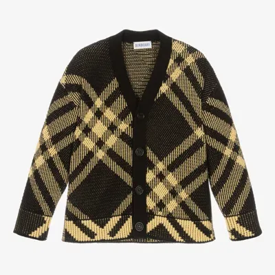 Burberry Kids' Boys Black & Yellow Cotton Knit Cardigan