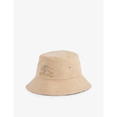 Burberry Boys Sand Ip Check Kids Logo-embroidered Cotton Bucket Hat 4-12 Years In Nude & Neutrals