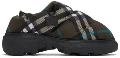 Burberry Brown Check Nylon Pillow Loafers In Multicolor