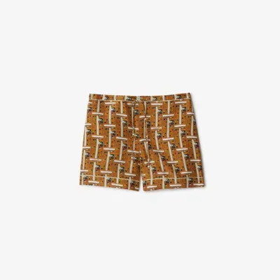 Burberry Bus Silk Pyjama Shorts In Pumpkin