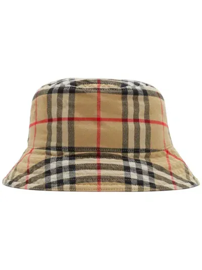 Burberry Cappello Da Pescatore Check In Beige