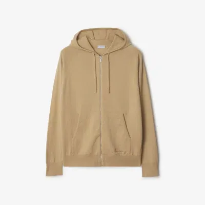 Burberry Cashmere Blend Zip Hoodie In Camel