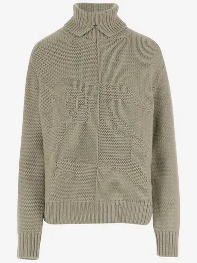 Burberry Cashmere Pullover With Ekd In Hunter