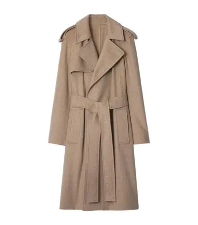 Burberry Cashmere Wrap Coat In Flax