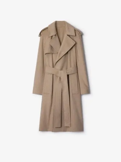 Burberry Cashmere Wrap Coat In Flax