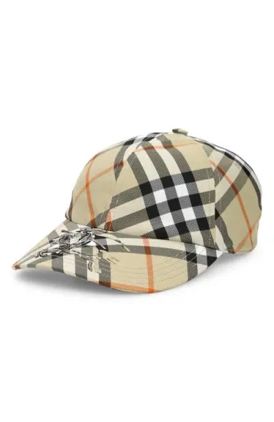 Burberry Check Adjustable Baseball Cap In Light Sage Ip Check