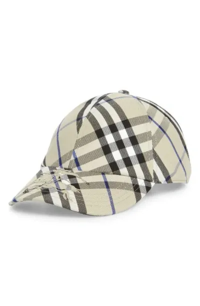 Burberry Check Adjustable Twill Baseball Cap In Lichen