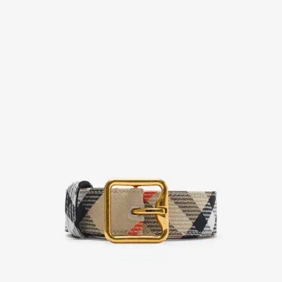 Burberry Check B Buckle Belt In Sand