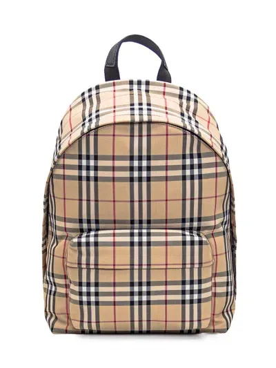 Burberry Check Backpack In Beige