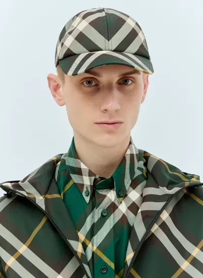 Burberry Check Baseball Cap In Black