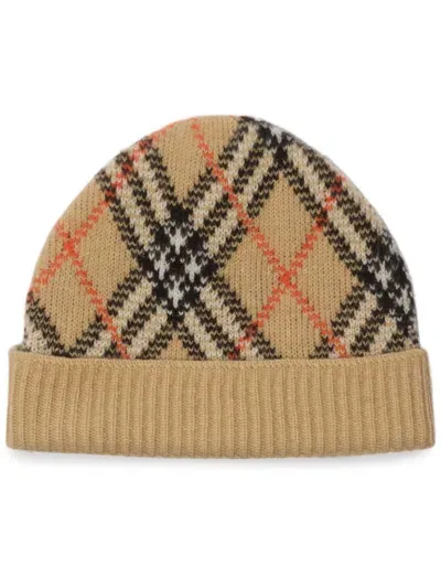 Burberry Check Beanie In Neutrals