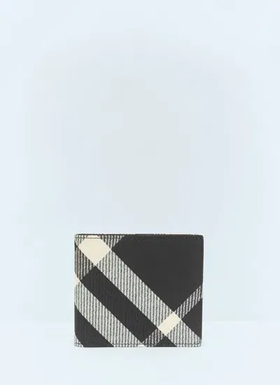 Burberry Check Bi-fold Wallet In Black